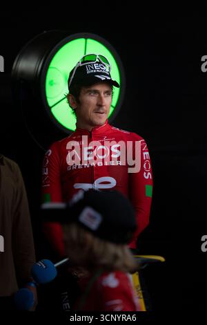 Geraint Thomas von G`B und Team INEOS Grenadiers bei seinem Abschied als Profi-Radfahrer nach der 21. Tour of Britain, Cardiff Castle Stockfoto